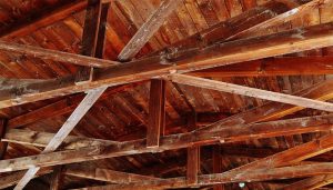 wood beams in an attic