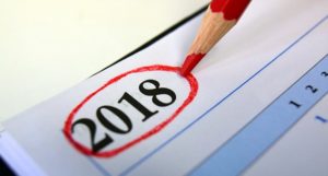 2018 circled in red pencil on a calendar